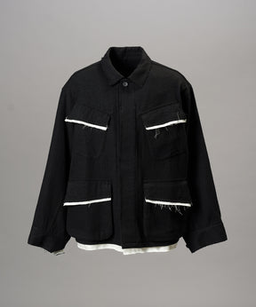 【26AW PRE-ORDER】ウールコットントリミングミックスプライムオーバーファティーグシャツジャケット