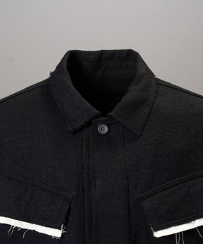 【26AW PRE-ORDER】ウールコットントリミングミックスプライムオーバーファティーグシャツジャケット