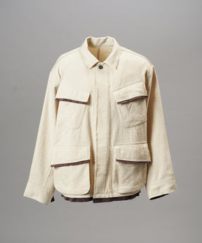 【26AW PRE-ORDER】ウールコットントリミングミックスプライムオーバーファティーグシャツジャケット
