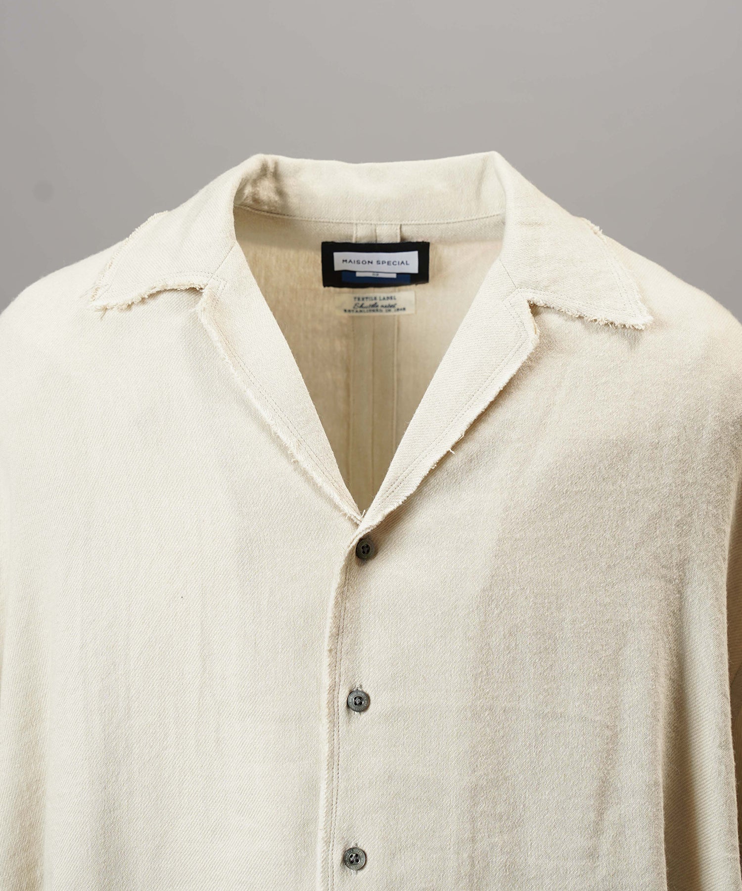 【26AW PRE-ORDER】ディープフロントネックプライムオーバー3Bウールリネンスキッパーシャツ