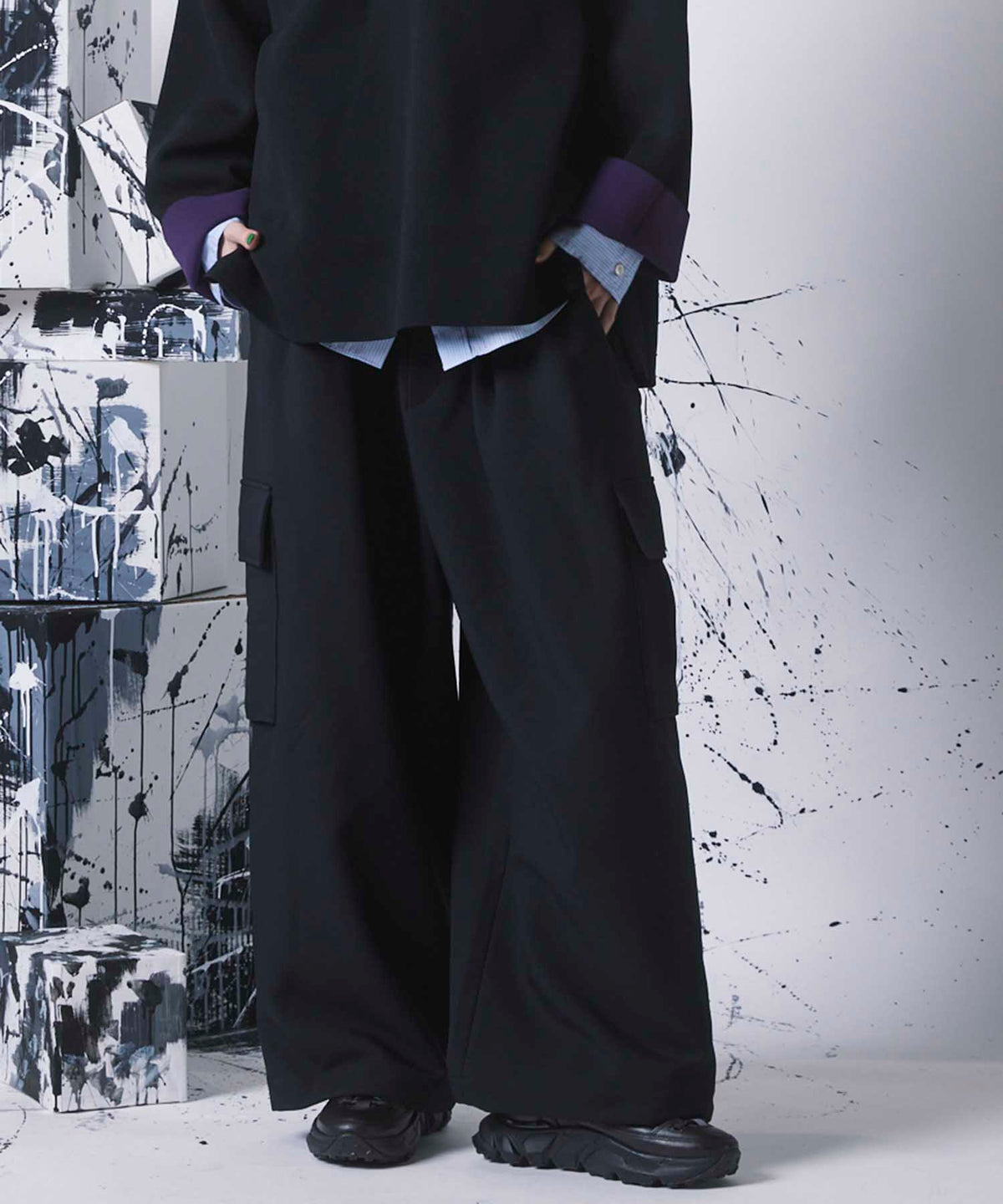 【SALE】Down In Fabric Prime-Wide Cargo Pants