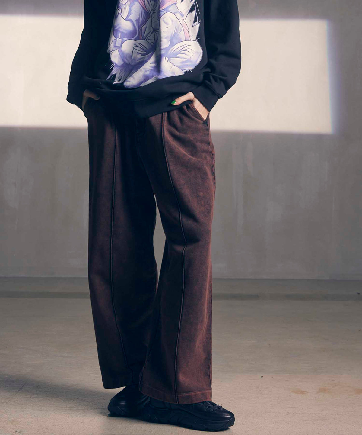 [SALE] Chemical Over-Dye Heavy-Weight Sweat Pin TUCK EASY WIDE PANTS