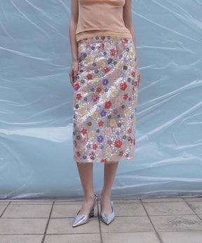 Colorful Flower Sequin Skirt