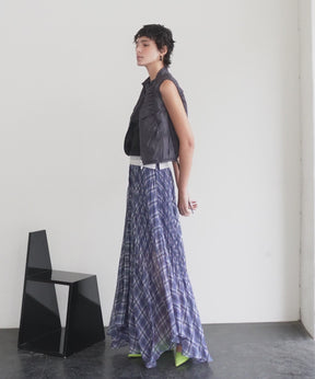 Circular Pleated Plaid Skirt