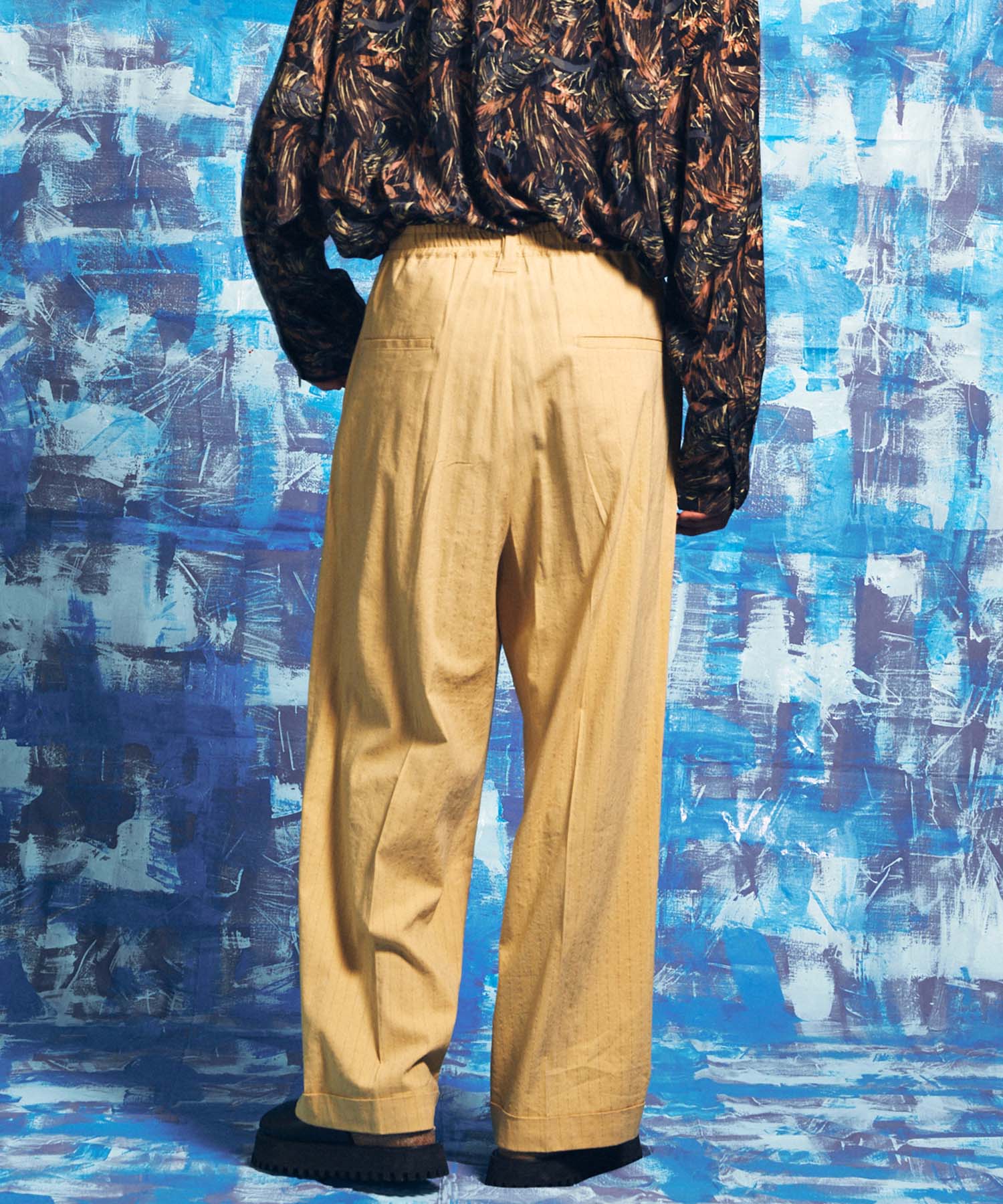 [SALE] Linen stripe double wide pants