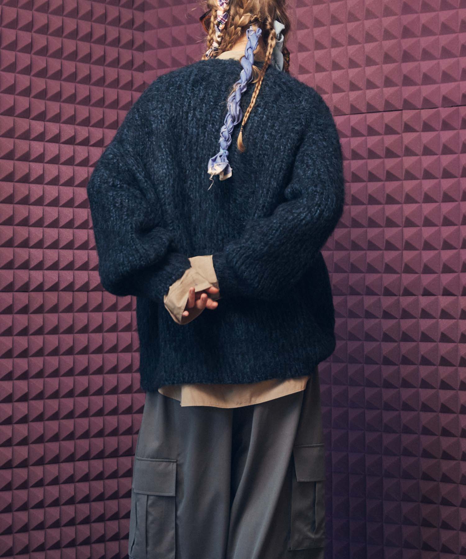 【23AW PRE-ORDER】Mourine Brushed Kid Mohair V-Neck Knit Cardigan