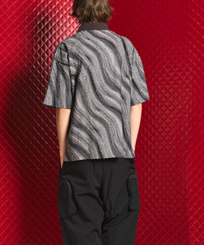 Wave Back Cut Jacquard Prime-Over Short Sleeve Polo Shirt