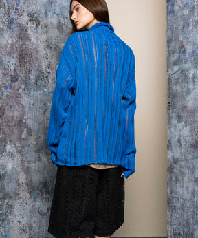 【24AW PRE-ORDER】Sheer Rib Knit Prime-Over Turtle Neck Knit Pullover