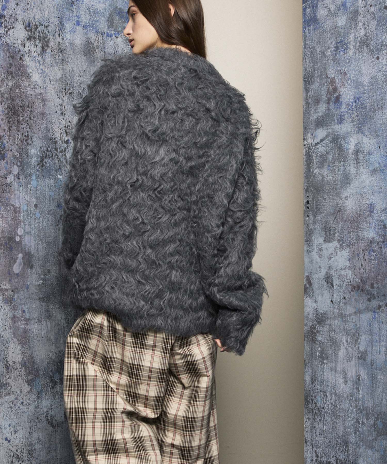 [24AW Pre-Order] Prime-Over Mixed Color Shaggy Crew Neck Knit Pullover.