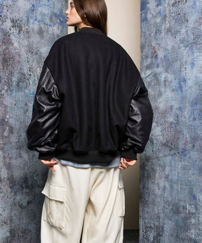 [24AW Pre-Order] Sheep Leather Prime-Over Stadium Jacket