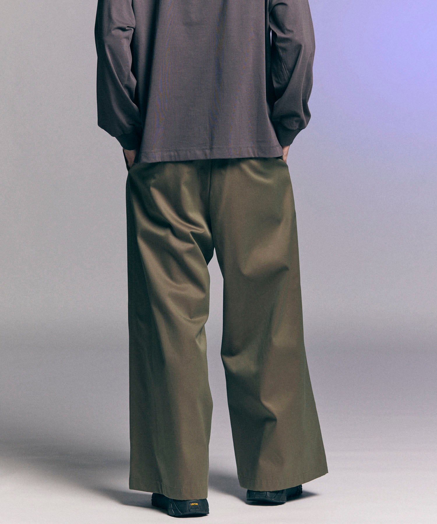 120/2/2/2/2/2/SUVIN COTTON GABARDINE BUGGY WIDE PANTS