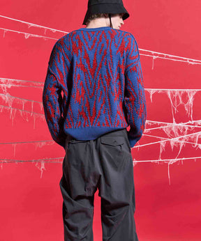 【24AW PRE-ORDER】Prime-Over Thunder Mesh Jacquard Crew Neck Knit Pullover