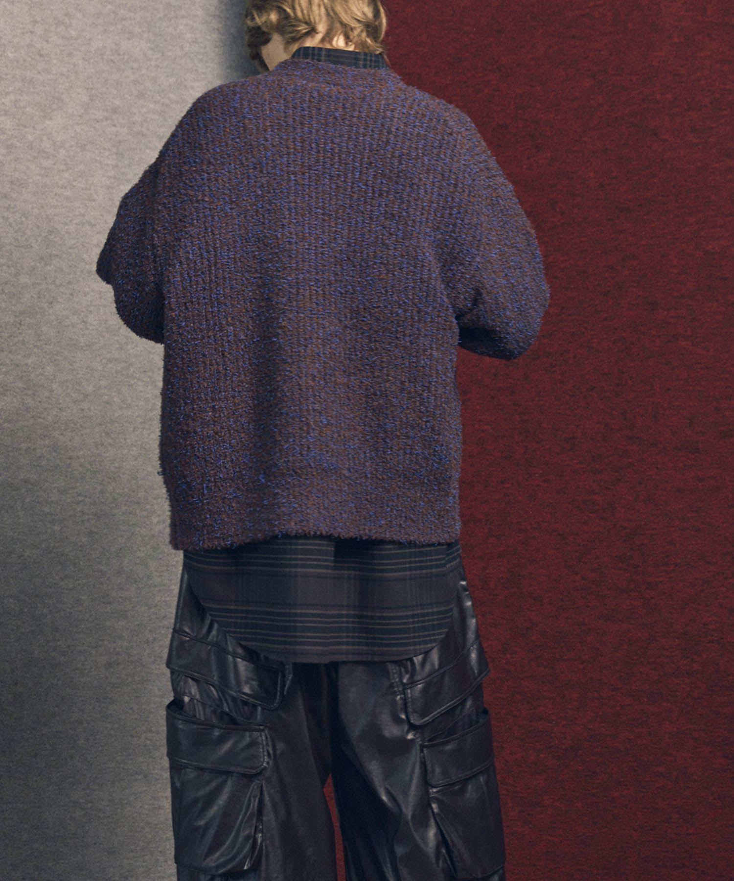 Mix Color Fancy Yarn Prime-Over Knit Cardigan