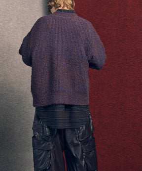 Mix Color Fancy Yarn Prime-Over Knit Cardigan