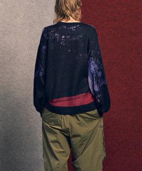 주요 현대 미술 승무원 넥 니트 풀오버