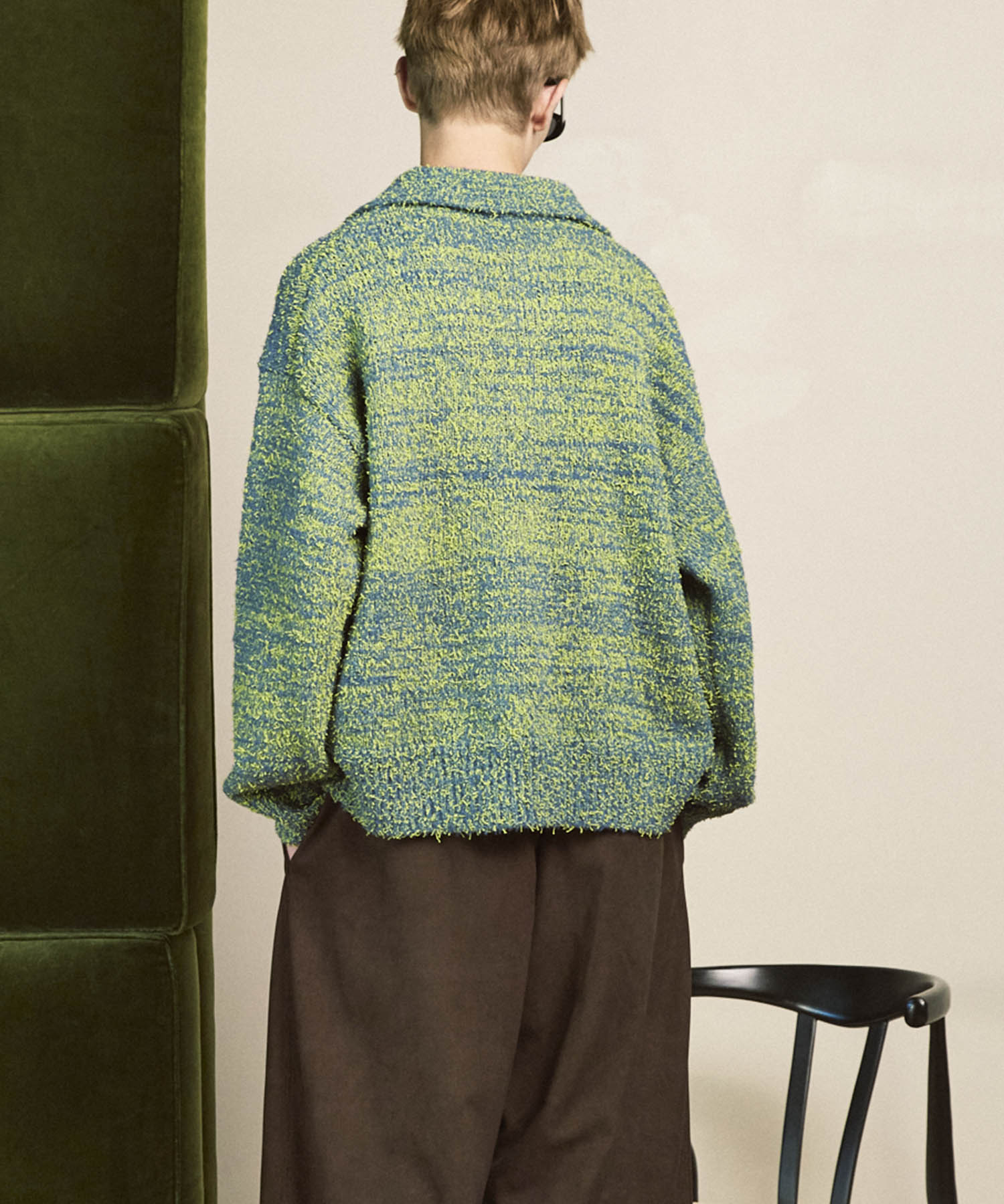 混合彩色纱线纱线船长针织套头衫