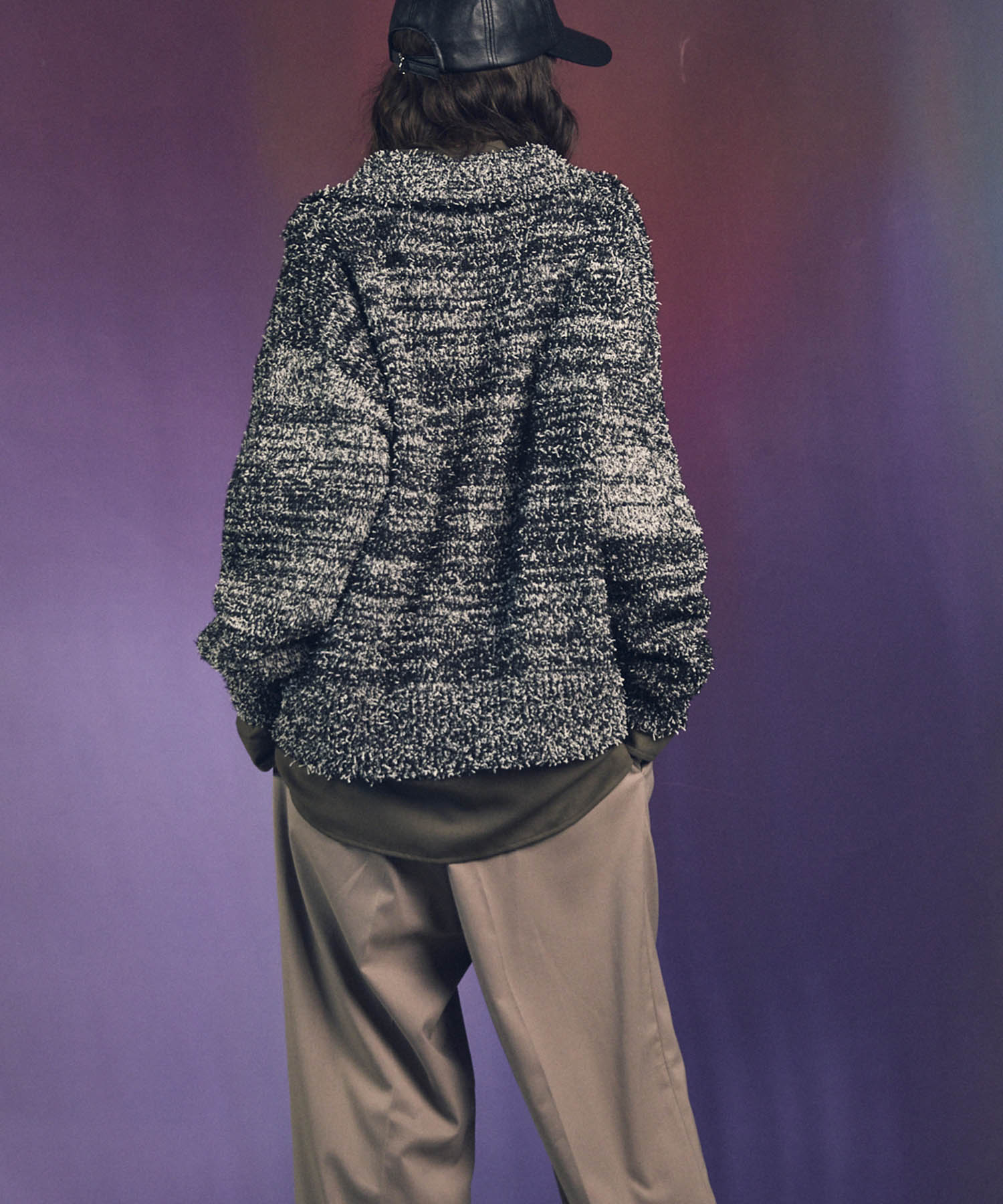 混合彩色纱线纱线船长针织套头衫