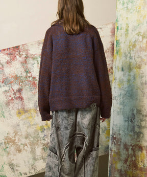 混合彩色纱线纱线船长针织套头衫