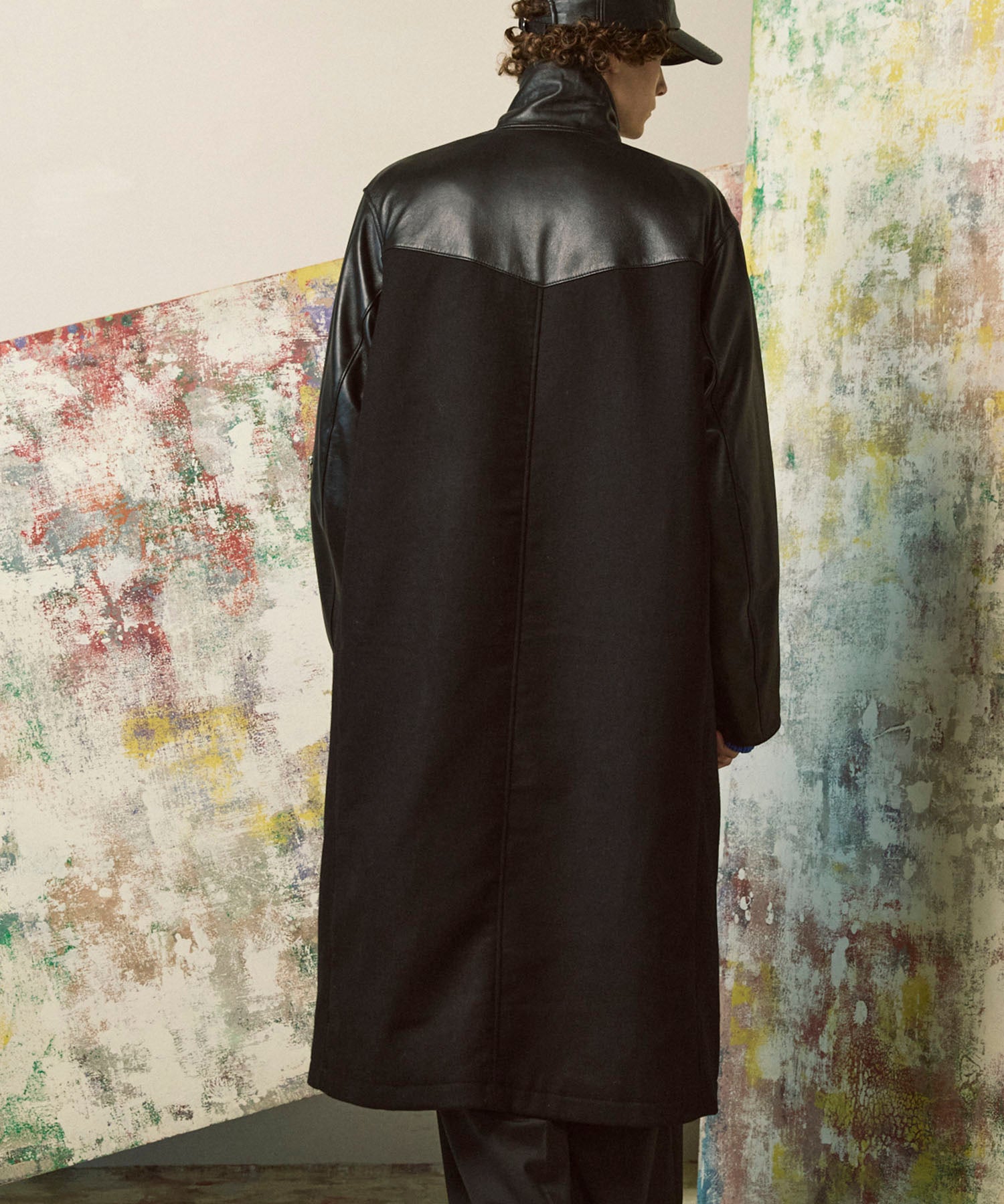 [25AW 사전 주문] 양 가죽 멜튼 콤비네이션 체스터 코트