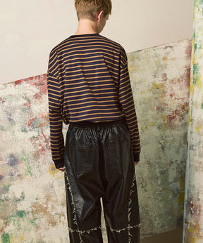 ULTIMA Cotton Border Prime-Over Crew Neck Long Sleeve T-Shirt