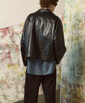 양 가죽 싱글 라이더 칼라 킹 재킷