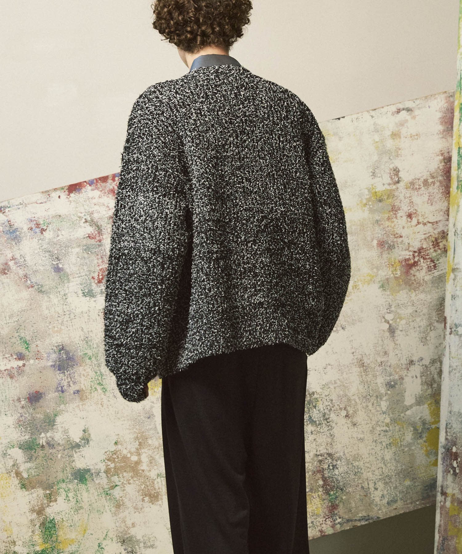 Mix Color Fancy Yarn Prime-Over Knit Cardigan