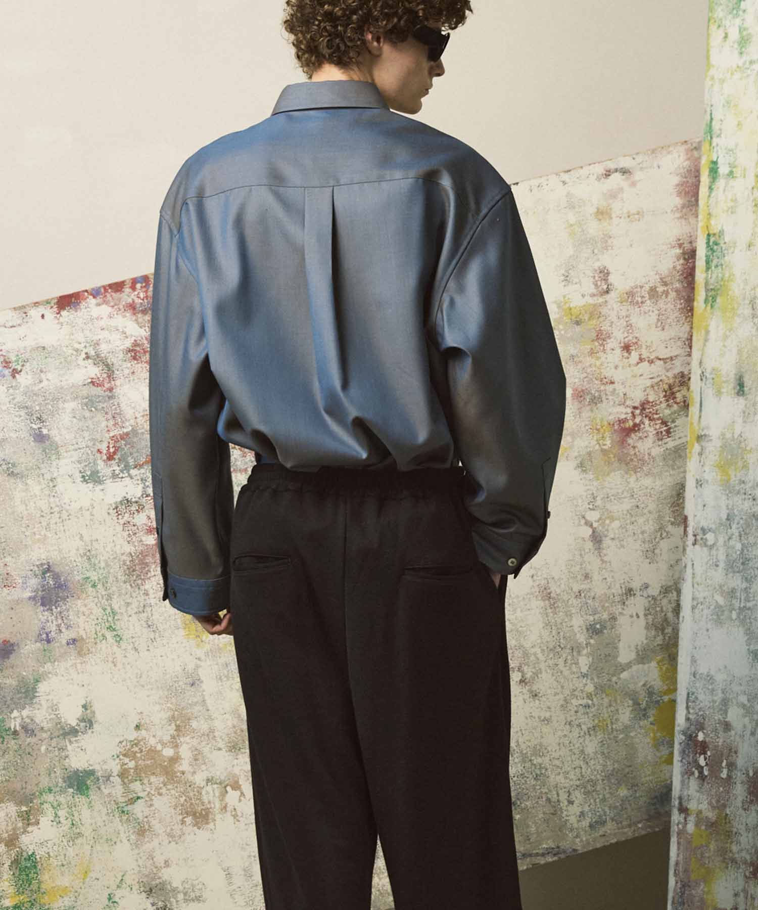 4 Colors Chambray Washable Wool Prime-Over Regular Collar Shirt Coat