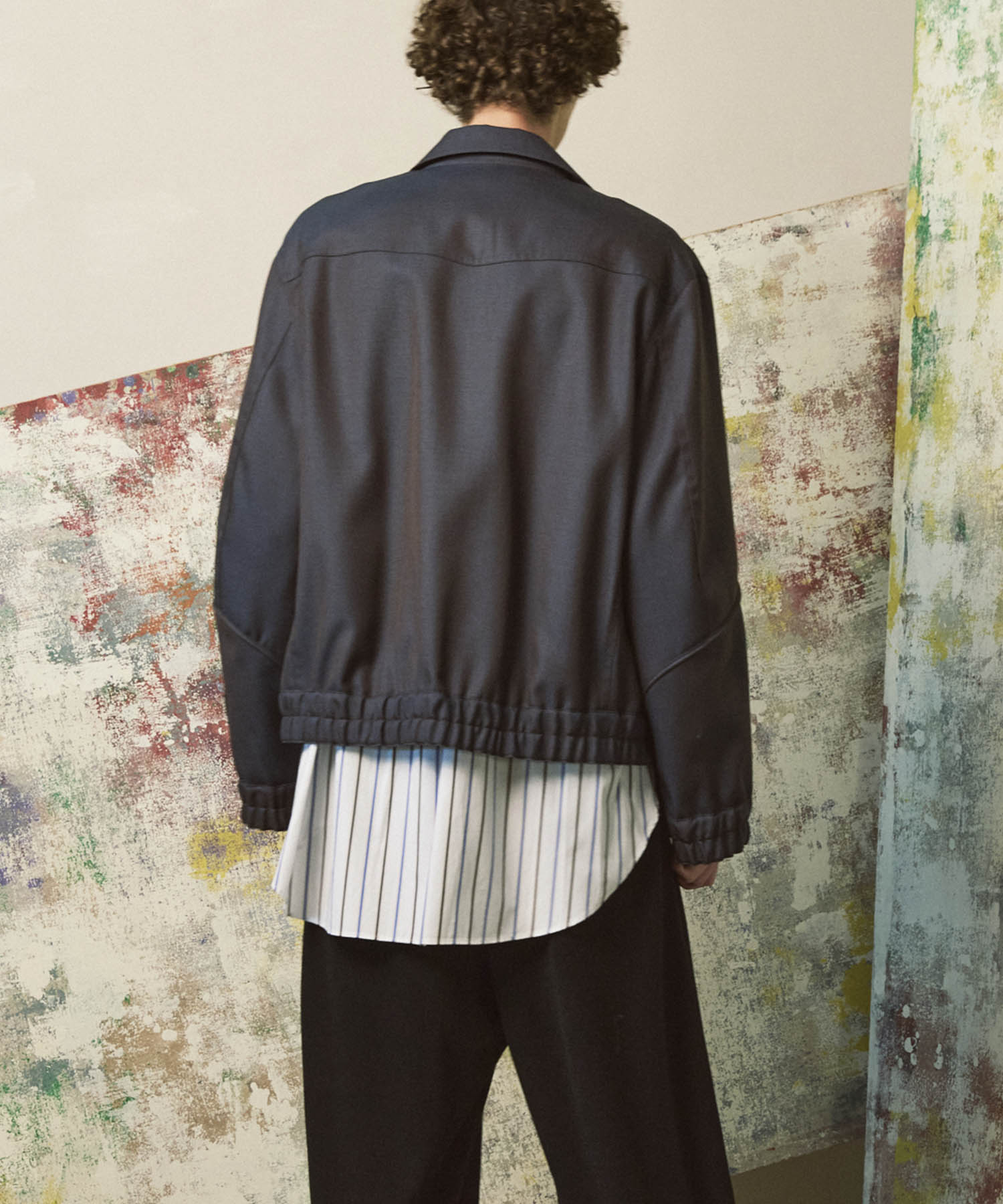 4 Colors Chambray Washable Wool Prime-Over Blouson