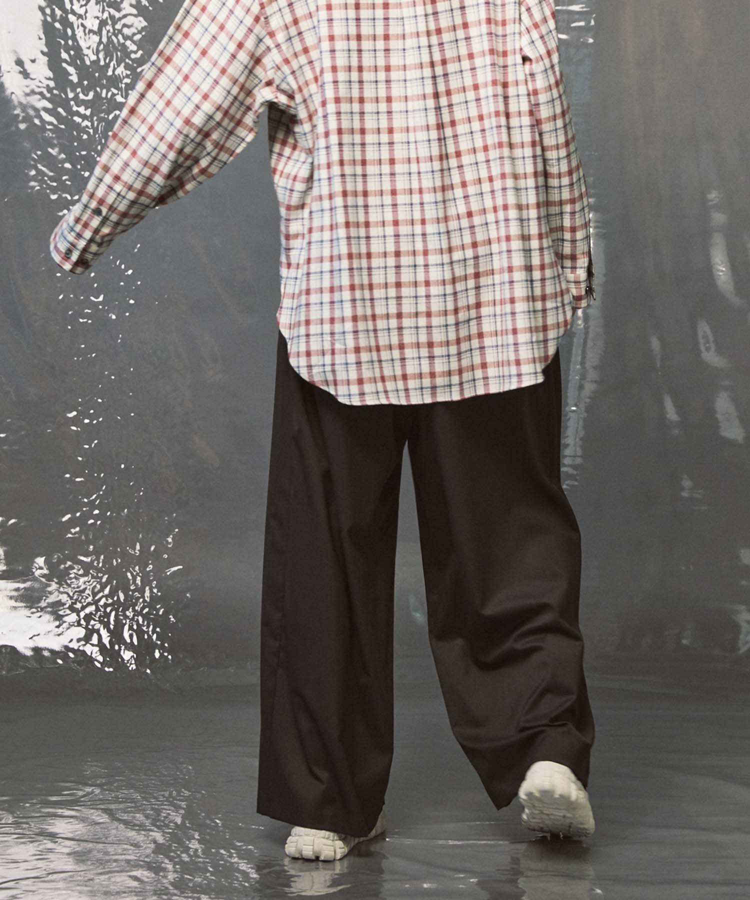 羊毛混合光滑的宽宽松裤子