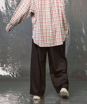 羊毛混合光滑的宽宽松裤子