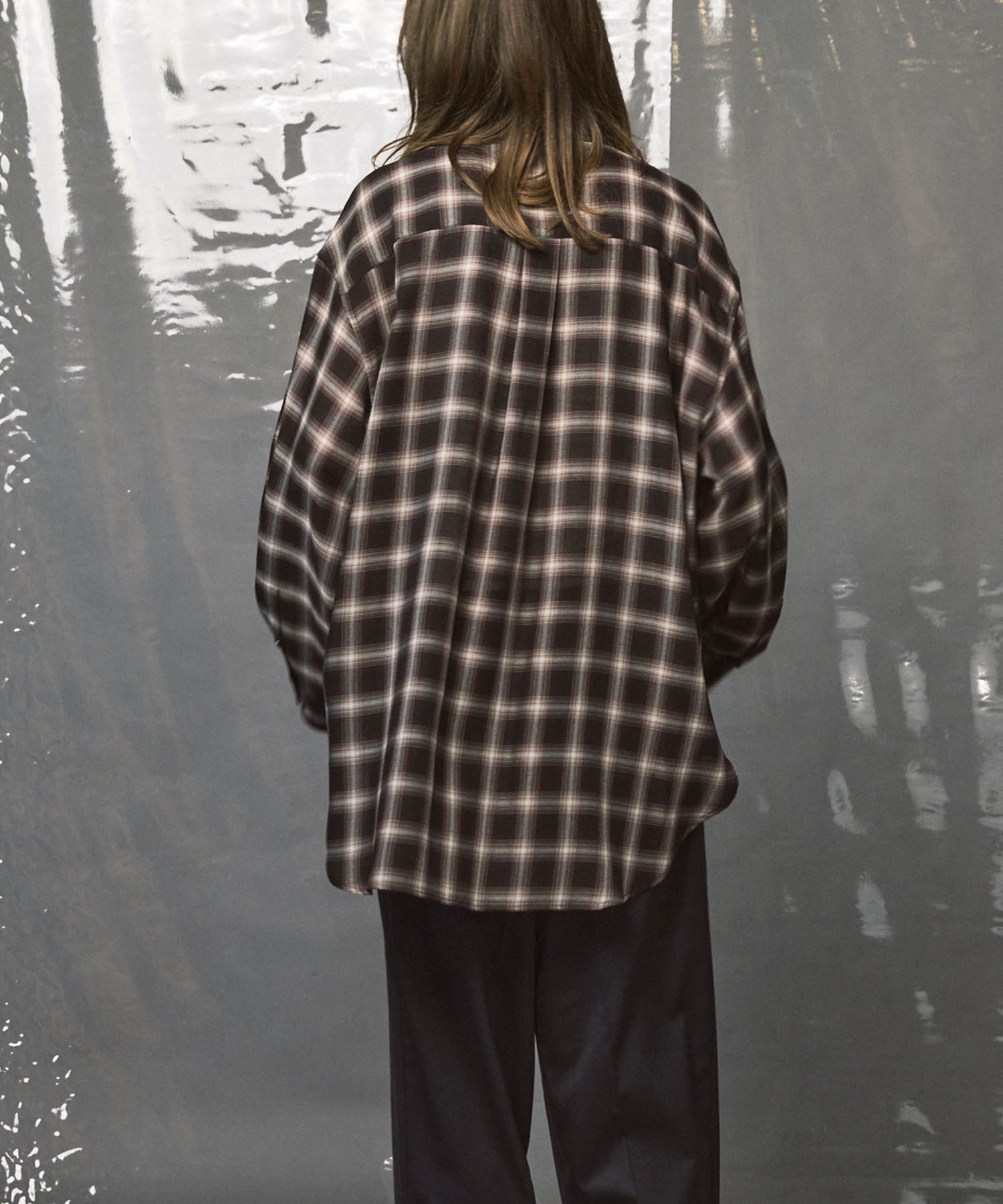 Prime-Over Ombre 점검 일반 칼라 셔츠 코트