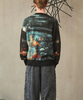 [25AW PRE-ORDER] Contemporary Art Jacquard Prime-Over Crew Neck Shaggy Knit Pullover