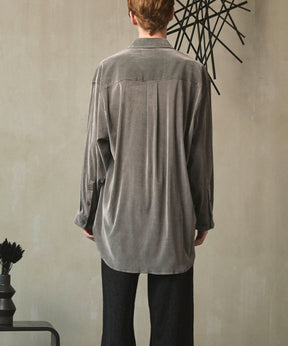 프라임 오버 플록 프린트 일반 칼라 셔츠 코트