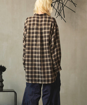 Prime-Over Ombre 점검 일반 칼라 셔츠 코트