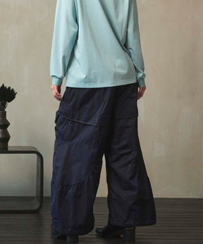Gather Curved Switching Wide Pants