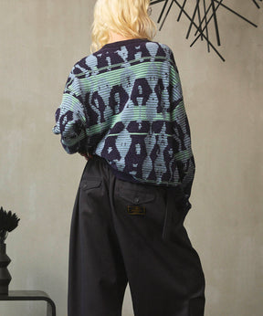 [25AW PRE-ORDER] Rug Pattern Mall Yarn Jacquard Prime-Over Crew Neck Knit Pullover