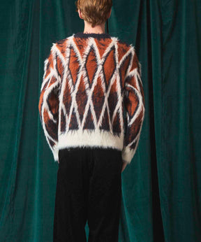 [25AW预订] 7G毛茸茸的jacquard钻石图案Argyle Prime ersere脖子编织套头衫