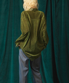 프라임 오버 플록 프린트 일반 칼라 셔츠 코트