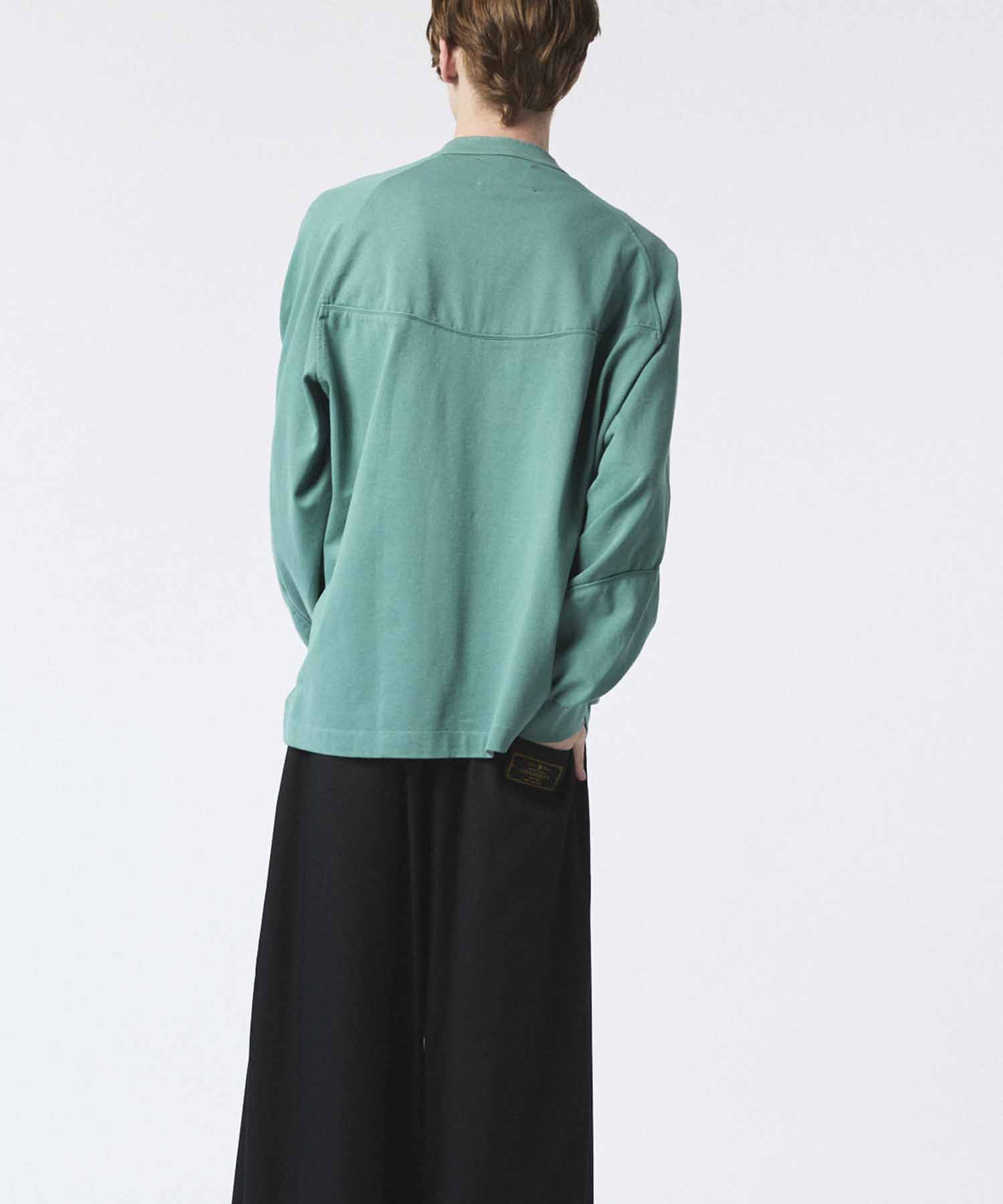 Curve switching Prime-Over Henry Neck Long Sleeve T-Shirt