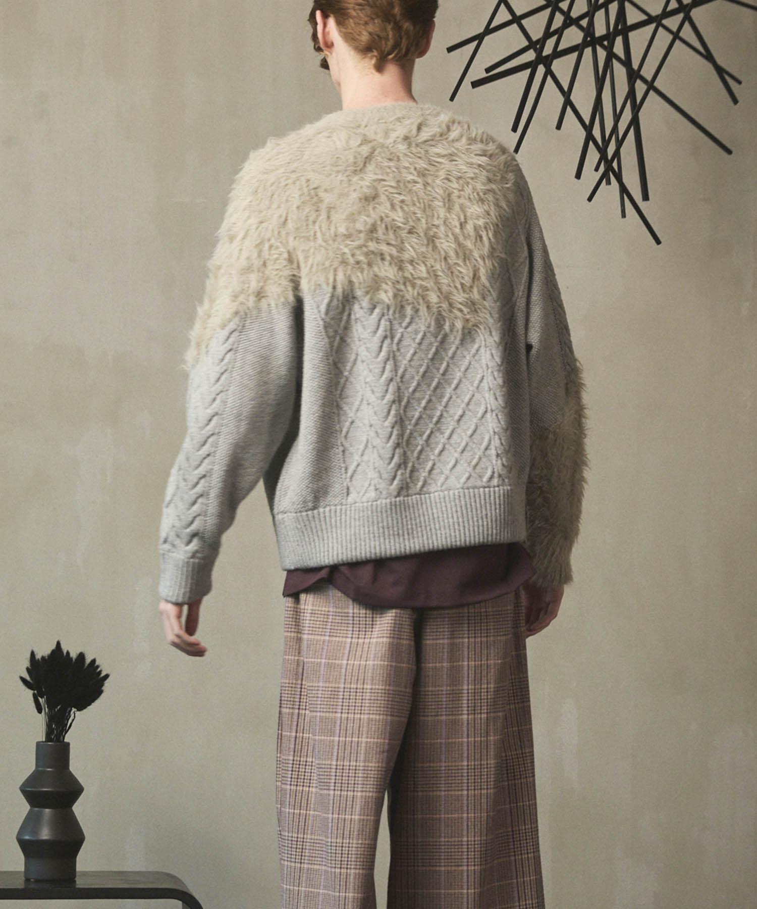 ケーブルシャギーミックスニット　メゾンスペシャル　グレー　サイズ0 25AW PRE-ORDER】Cable Shaggy Mix Prime-Over Crew Neck Knit