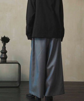 4 Colors Chambray Washable Wool Baggy Wide Pants