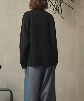 Curve switching Prime-Over Henry Neck Long Sleeve T-Shirt