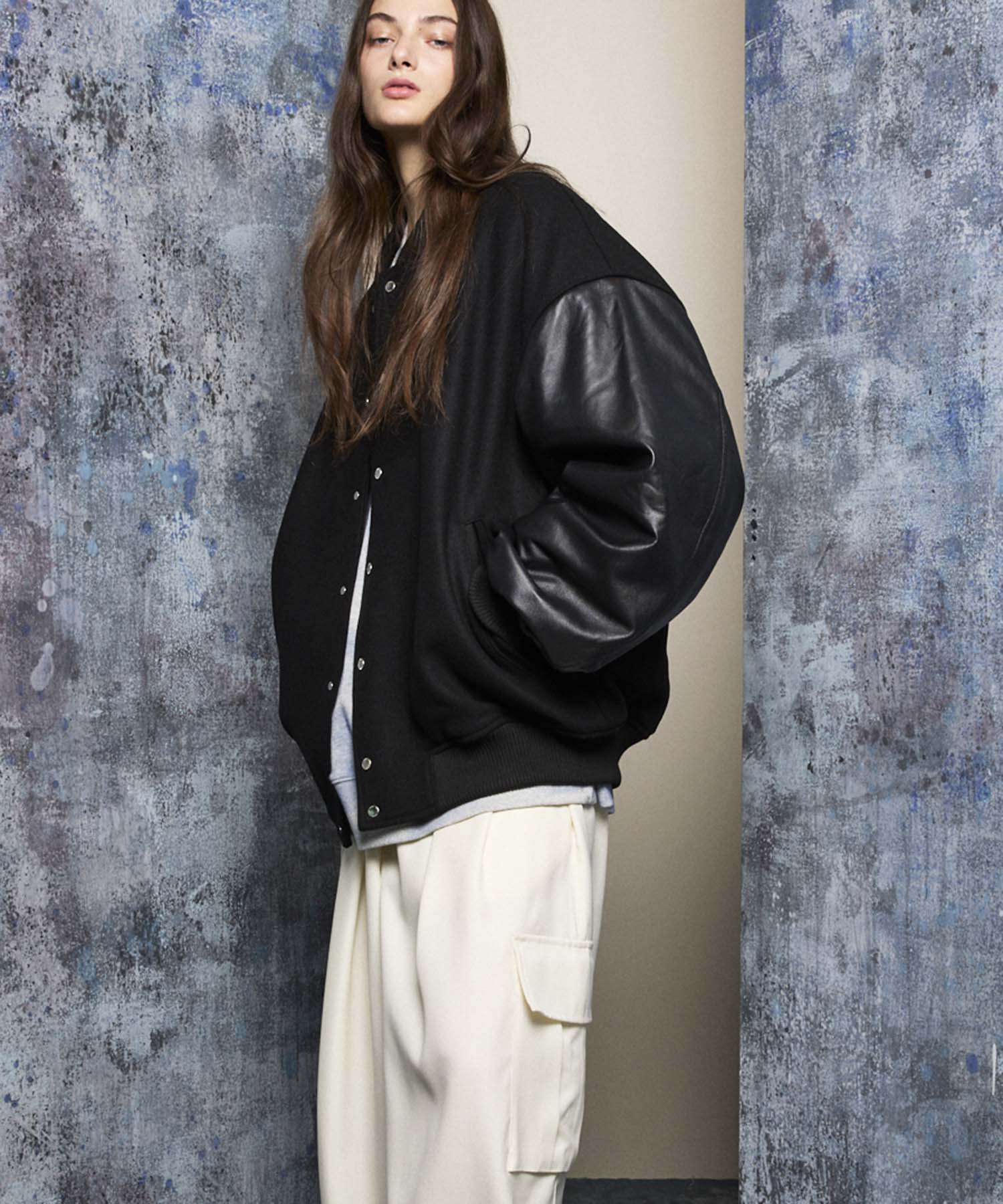 【24AW PRE-ORDER】Sheep Leather Prime-Over Stadium Jacket