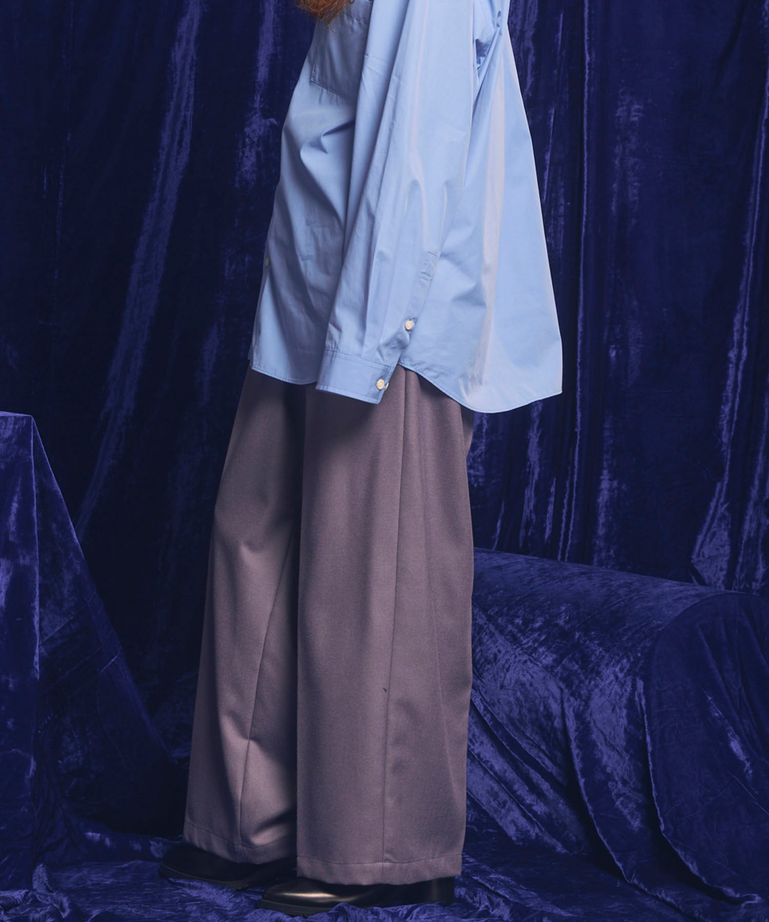 【Italian Dead Stock Fabric】Two-Tuck Wide Pants