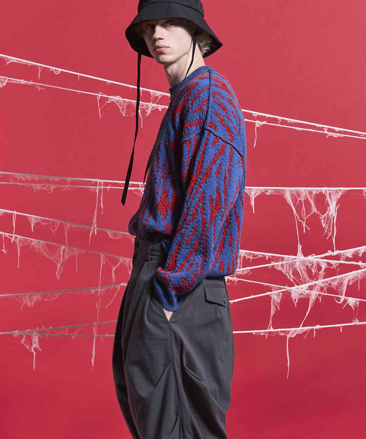 【24AW PRE-ORDER】Prime-Over Thunder Mesh Jacquard Crew Neck Knit Pullover