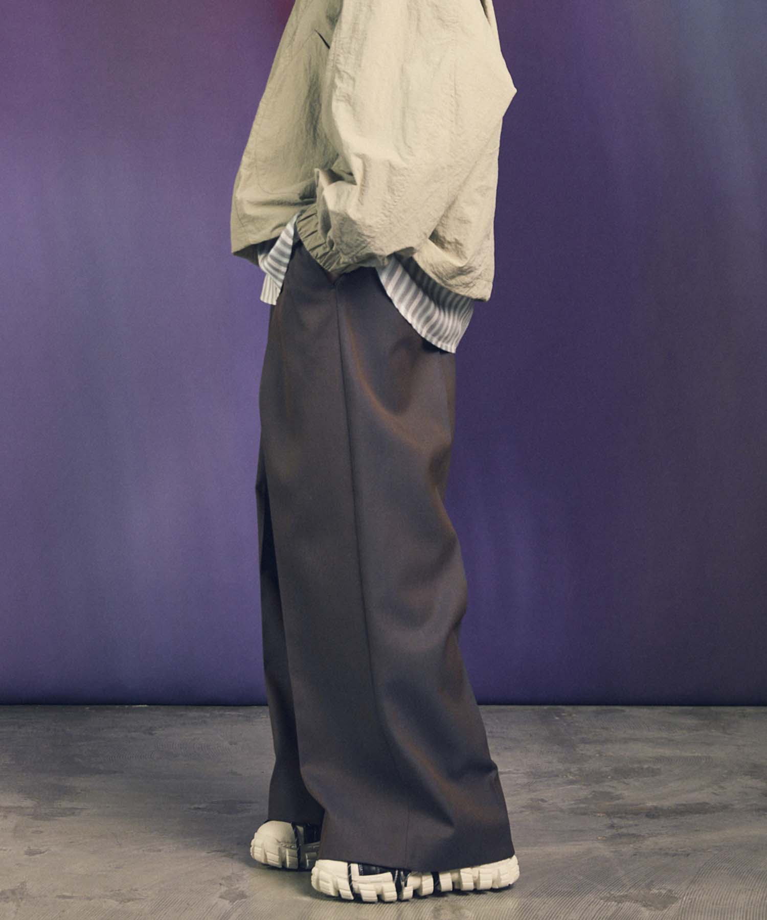 4 가지 색상 샹 브레이 세탁 가능한 양모 프라임 전역의 두 개의 턱 넓은 바지