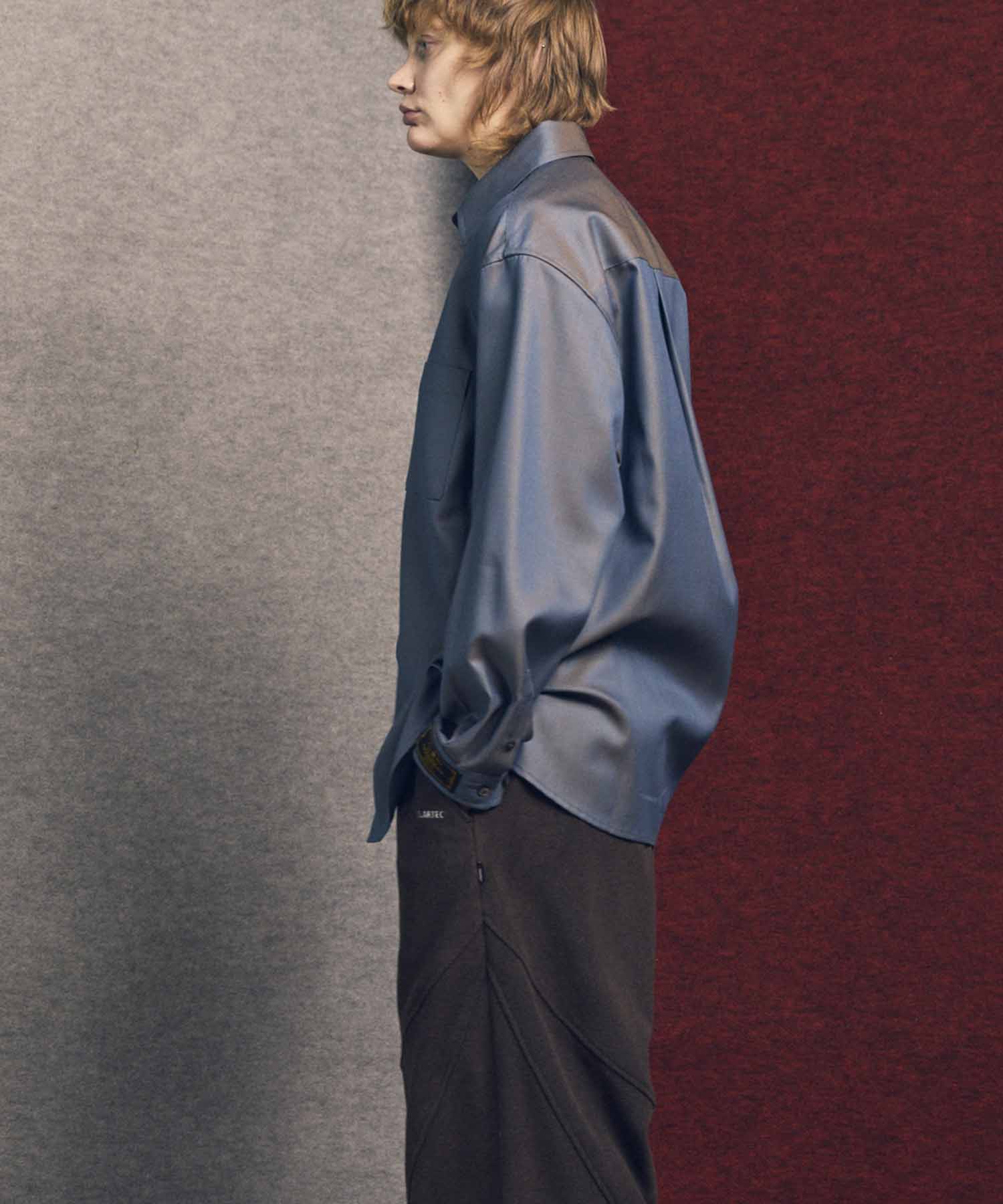 4 색 샹 브레이 씻을 수있는 양모 프라임-오버 일반 칼라 셔츠