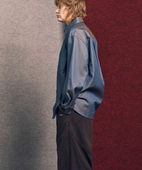 4 색 샹 브레이 씻을 수있는 양모 프라임-오버 일반 칼라 셔츠