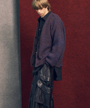 Mix Color Fancy Yarn Prime-Over Knit Cardigan