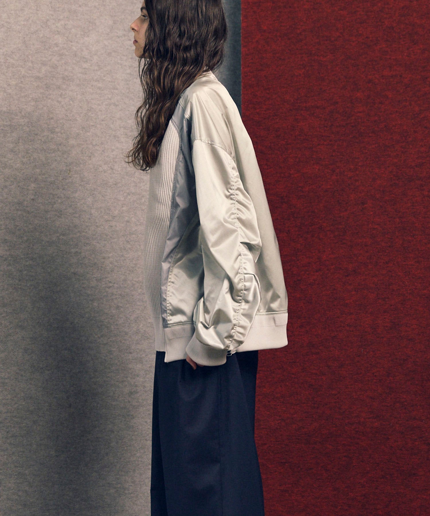 编织组合额叶套头衫